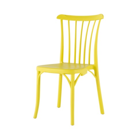 Homeroots Set Of Four 22" Yellow Heavy Duty Plastic Outdoor Stacking Chairs – Stylish, Durable & Comfortable  Plastic 565185