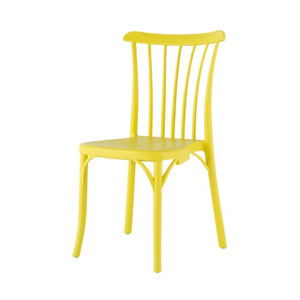 Homeroots Set Of Four 22" Yellow Heavy Duty Plastic Outdoor Stacking Chairs – Stylish, Durable & Comfortable  Plastic 565185