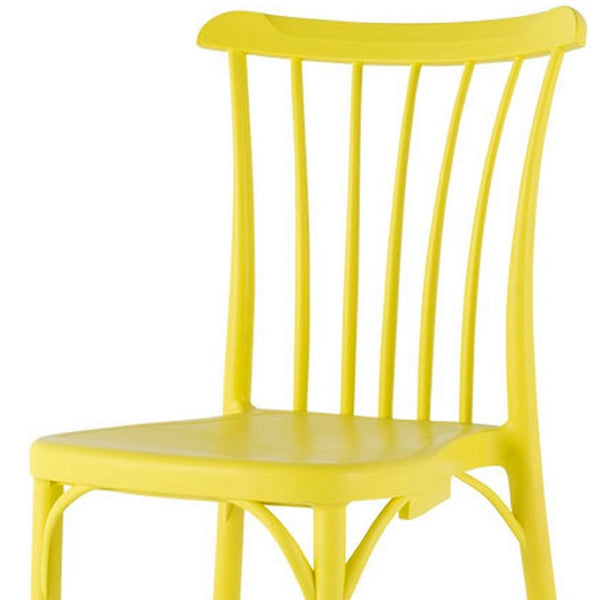 Homeroots Set Of Four 22" Yellow Heavy Duty Plastic Outdoor Stacking Chairs – Stylish, Durable & Comfortable  Plastic 565185