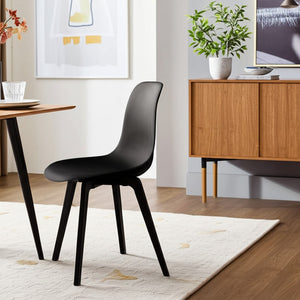 HomeRoots Set of Four Sleek Black Heavy Duty Plastic Dining Chairs for Modern Comfort and Versatile Use 565186