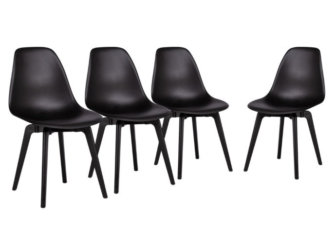 Homeroots Set Of Four Stylish Black Heavy Duty Plastic Dining Chairs – Perfect For Any Room, Durable & Elegant   565186