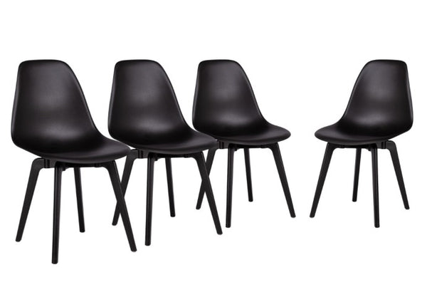 Homeroots Set Of Four Stylish Black Heavy Duty Plastic Dining Chairs – Perfect For Any Room, Durable & Elegant   565186