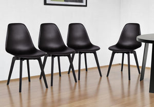 Homeroots Set Of Four Stylish Black Heavy Duty Plastic Dining Chairs – Perfect For Any Room, Durable & Elegant   565186