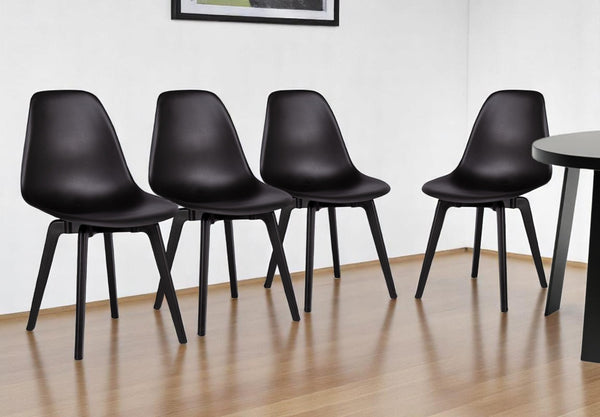 Homeroots Set Of Four Stylish Black Heavy Duty Plastic Dining Chairs – Perfect For Any Room, Durable & Elegant   565186