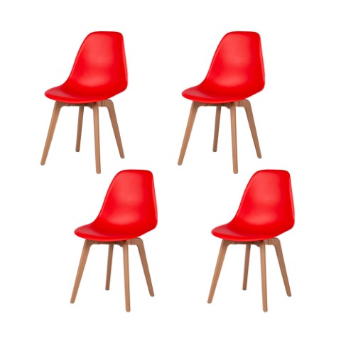 Homeroots Set Of Four 21" Red Heavy Duty Plastic Outdoor Dining Chairs For Stylish Patio Relaxation & Elegance  Plastic 565187