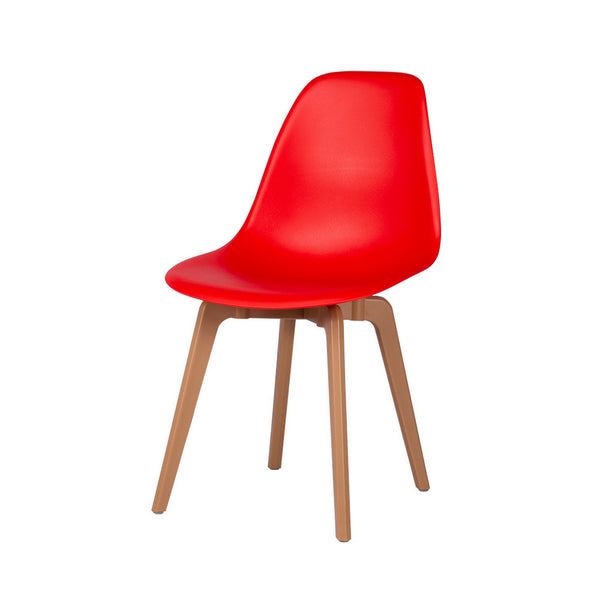 Homeroots Set Of Four 21" Red Heavy Duty Plastic Outdoor Dining Chairs For Stylish Patio Relaxation & Elegance  Plastic 565187