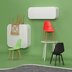 Homeroots Set Of Four 21" Red Heavy Duty Plastic Outdoor Dining Chairs For Stylish Patio Relaxation & Elegance  Plastic 565187