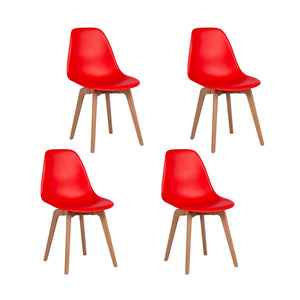 Homeroots Set Of Four 21" Red Heavy Duty Plastic Outdoor Dining Chairs For Stylish Patio Relaxation & Elegance  Plastic 565187