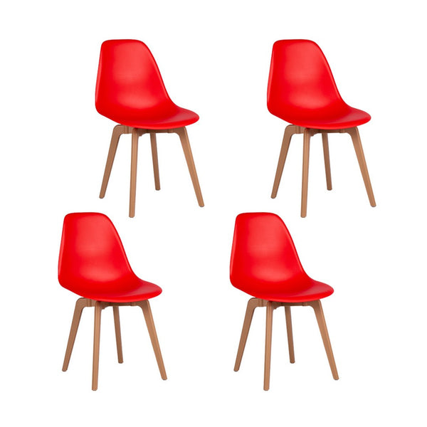 Homeroots Set Of Four 21" Red Heavy Duty Plastic Outdoor Dining Chairs For Stylish Patio Relaxation & Elegance  Plastic 565187