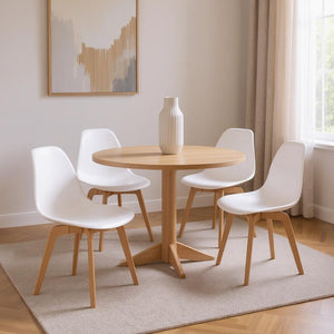 HomeRoots Set of Four Stylish Two-Tone Heavy Duty Plastic Dining Chairs for Modern Spaces & Versatile Use 565188