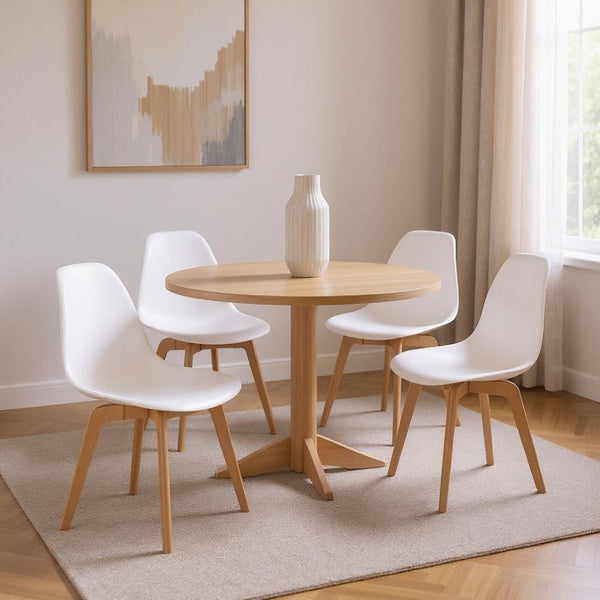 HomeRoots Set of Four Stylish Two-Tone Heavy Duty Plastic Dining Chairs for Modern Spaces & Versatile Use 565188