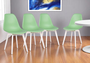 Homeroots Set Of Four Mint Green & White Heavy-duty Plastic Dining Chairs For Stylish Home Seating Solutions   565189