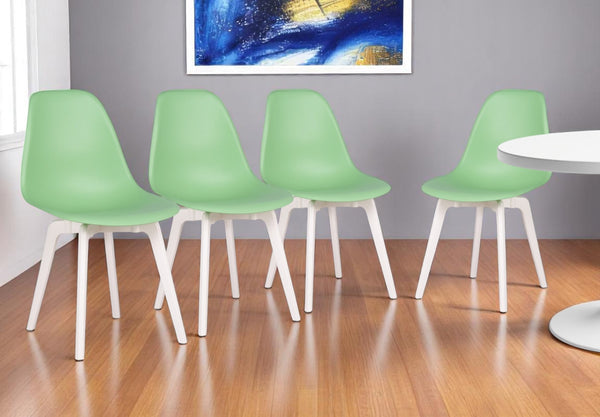 Homeroots Set Of Four Mint Green & White Heavy-duty Plastic Dining Chairs For Stylish Home Seating Solutions   565189