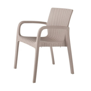 Homeroots Set Of Four 24" Taupe Faux Rattan Heavy-duty Plastic Chairs - Stylish, Comfortable, Indoor/Outdoor Use  Polypropylene 565190