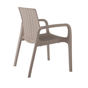 Homeroots Set Of Four 24" Taupe Faux Rattan Heavy-duty Plastic Chairs - Stylish, Comfortable, Indoor/Outdoor Use  Polypropylene 565190