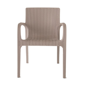 Homeroots Set Of Four 24" Taupe Faux Rattan Heavy-duty Plastic Chairs - Stylish, Comfortable, Indoor/Outdoor Use  Polypropylene 565190