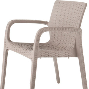 Homeroots Set Of Four 24" Taupe Faux Rattan Heavy-duty Plastic Chairs - Stylish, Comfortable, Indoor/Outdoor Use  Polypropylene 565190
