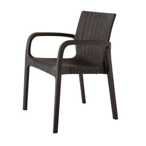 Homeroots Set Of Four 24" Brown Faux Rattan Outdoor Stacking Arm Chairs - Stylish, Durable, And Comfortable!  Polypropylene 565192