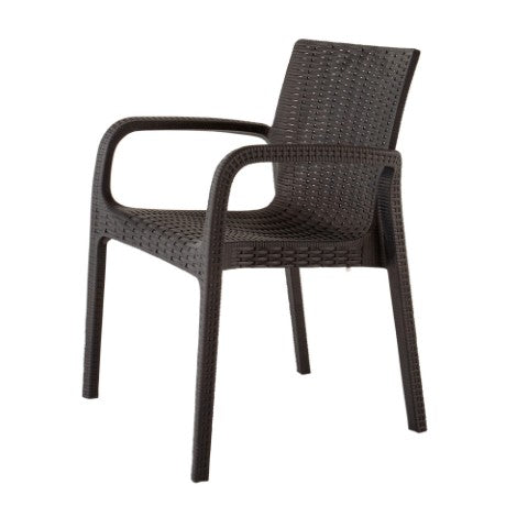 Homeroots Set Of Four 24" Brown Faux Rattan Outdoor Stacking Arm Chairs - Stylish, Durable, And Comfortable!  Polypropylene 565192