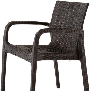 Homeroots Set Of Four 24" Brown Faux Rattan Outdoor Stacking Arm Chairs - Stylish, Durable, And Comfortable!  Polypropylene 565192