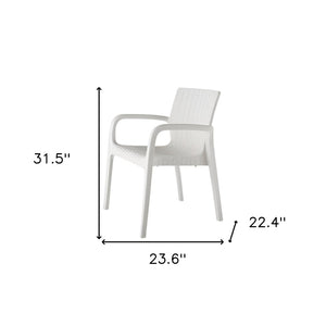 Homeroots Set Of Four Stacking Outdoor Chairs - 24" White Faux Rattan, Heavy Duty, Stylish & Comfortable Seating  Polypropylene 565193