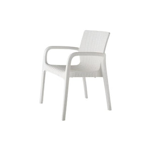 Homeroots Set Of Four Stacking Outdoor Chairs - 24" White Faux Rattan, Heavy Duty, Stylish & Comfortable Seating  Polypropylene 565193