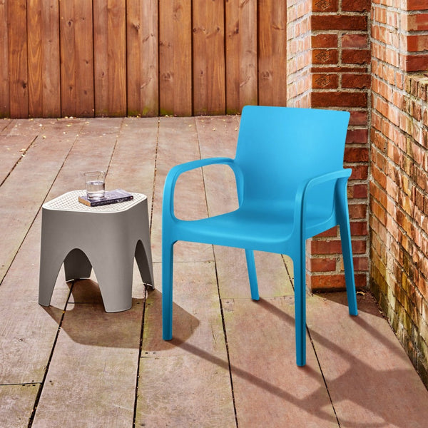 HomeRoots Set of Two Blue Heavy-Duty Plastic Stacking Dining Chairs for Stylish Indoor & Outdoor Seating 565194