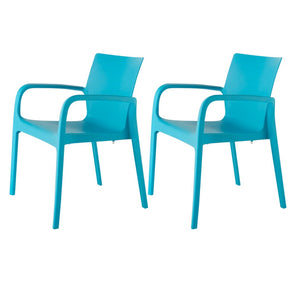 HomeRoots Set of Two Blue Heavy-Duty Plastic Stacking Dining Chairs for Stylish Indoor & Outdoor Seating 565194