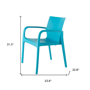 HomeRoots Set of Two Blue Heavy-Duty Plastic Stacking Dining Chairs for Stylish Indoor & Outdoor Seating 565194