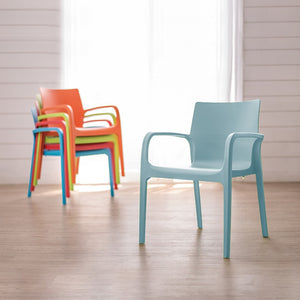 HomeRoots Set of Two Baby Blue Stacking Chairs - Heavy-Duty Outdoor Dining Comfort for Home & Hospitality Use 565195