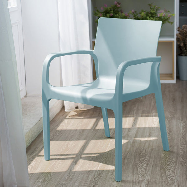 HomeRoots Set of Two Baby Blue Stacking Chairs - Heavy-Duty Outdoor Dining Comfort for Home & Hospitality Use 565195