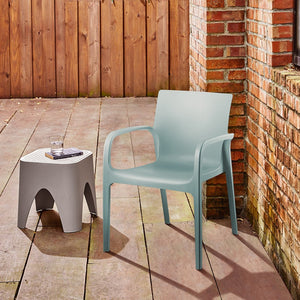 HomeRoots Set of Two Baby Blue Stacking Chairs - Heavy-Duty Outdoor Dining Comfort for Home & Hospitality Use 565195