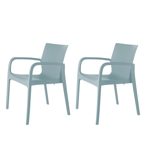 HomeRoots Set of Two Baby Blue Stacking Chairs - Heavy-Duty Outdoor Dining Comfort for Home & Hospitality Use 565195