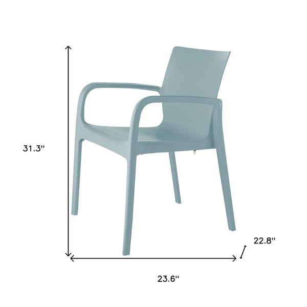HomeRoots Set of Two Baby Blue Stacking Chairs - Heavy-Duty Outdoor Dining Comfort for Home & Hospitality Use 565195