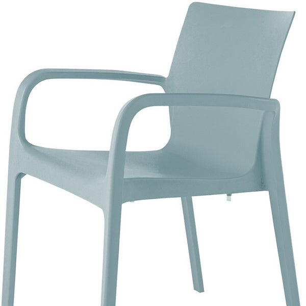 HomeRoots Set of Two Baby Blue Stacking Chairs - Heavy-Duty Outdoor Dining Comfort for Home & Hospitality Use 565195