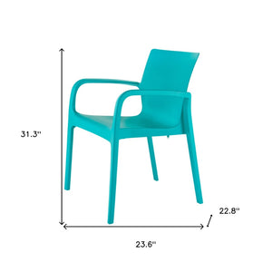 HomeRoots Set of Two Turquoise Heavy-Duty Plastic Stacking Chairs for Outdoor Dining, Comfort & Style 565196