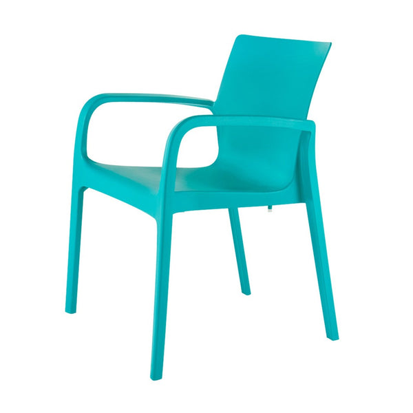 HomeRoots Set of Two Turquoise Heavy-Duty Plastic Stacking Chairs for Outdoor Dining, Comfort & Style 565196