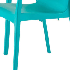 HomeRoots Set of Two Turquoise Heavy-Duty Plastic Stacking Chairs for Outdoor Dining, Comfort & Style 565196