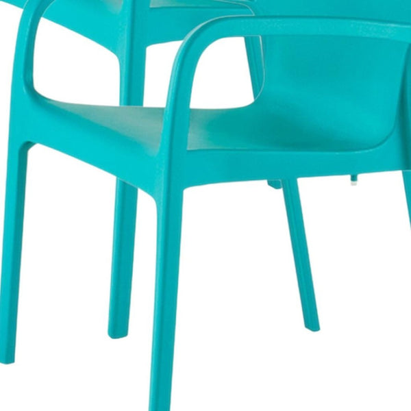 HomeRoots Set of Two Turquoise Heavy-Duty Plastic Stacking Chairs for Outdoor Dining, Comfort & Style 565196