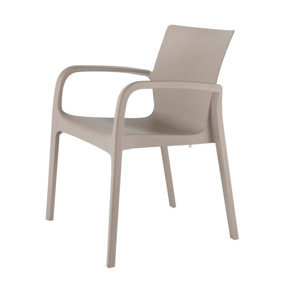 HomeRoots Set of Two Stylish Taupe Heavy-Duty Plastic Stacking Chairs for Outdoor Dining & Comfort 565197