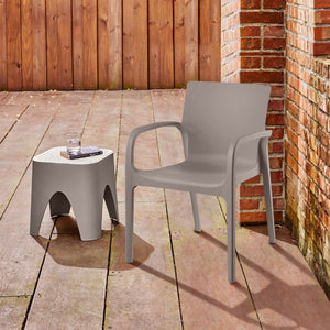 HomeRoots Set of Two Stylish Taupe Heavy-Duty Plastic Stacking Chairs for Outdoor Dining & Comfort 565197