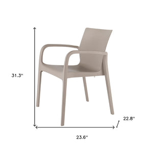 HomeRoots Set of Two Stylish Taupe Heavy-Duty Plastic Stacking Chairs for Outdoor Dining & Comfort 565197