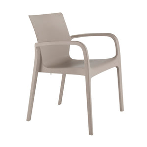 HomeRoots Set of Two Stylish Taupe Heavy-Duty Plastic Stacking Chairs for Outdoor Dining & Comfort 565197