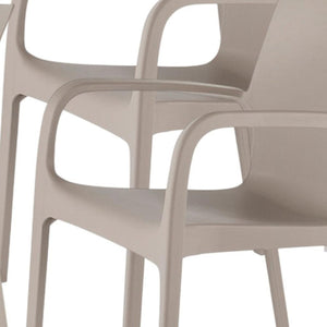 HomeRoots Set of Two Stylish Taupe Heavy-Duty Plastic Stacking Chairs for Outdoor Dining & Comfort 565197