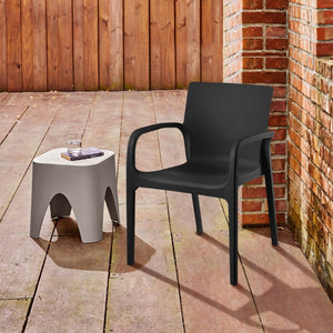 HomeRoots Set of Two Versatile Black Heavy-Duty Stacking Chairs for Outdoor Dining & Indoor Comfort 565198