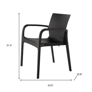 HomeRoots Set of Two Versatile Black Heavy-Duty Stacking Chairs for Outdoor Dining & Indoor Comfort 565198