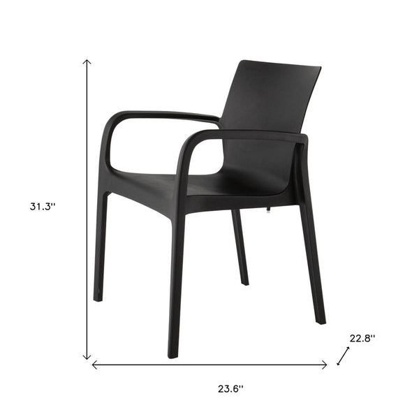HomeRoots Set of Two Versatile Black Heavy-Duty Stacking Chairs for Outdoor Dining & Indoor Comfort 565198