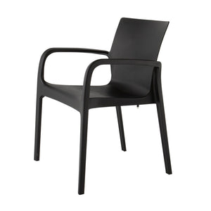 HomeRoots Set of Two Versatile Black Heavy-Duty Stacking Chairs for Outdoor Dining & Indoor Comfort 565198