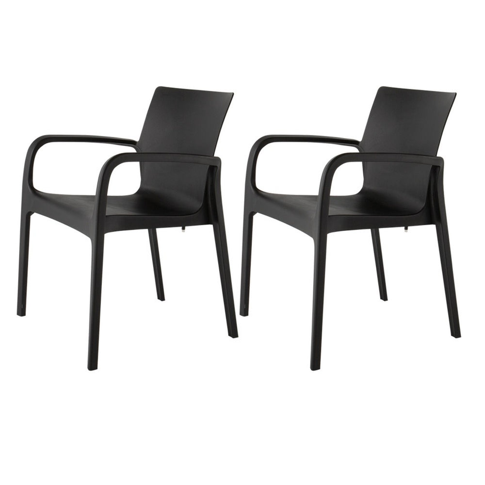 HomeRoots Set of Two Versatile Black Heavy-Duty Stacking Chairs for Outdoor Dining & Indoor Comfort 565198