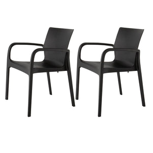 HomeRoots Set of Two Versatile Black Heavy-Duty Stacking Chairs for Outdoor Dining & Indoor Comfort 565198
